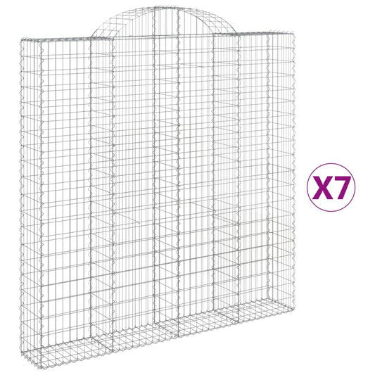 vidaXL Συρματοκιβώτια Τοξωτά 7 τεμ. 200x30x200/220 εκ. Γαλβαν. Ατσάλι
