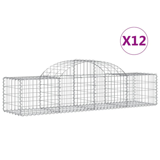 vidaXL Συρματοκιβώτια Τοξωτά 12 τεμ. 200x50x40/60 εκ. Γαλβαν. Ατσάλι
