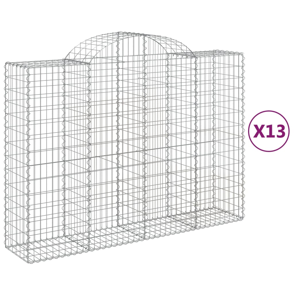 vidaXL Συρματοκιβώτια Τοξωτά 13 τεμ. 200x50x140/160 εκ. Γαλβαν. Ατσάλι