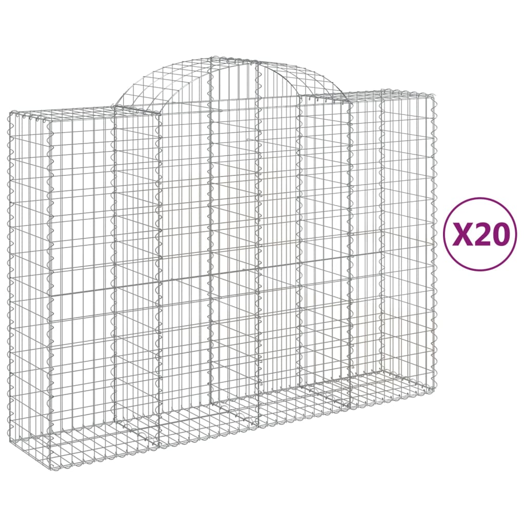 vidaXL Συρματοκιβώτια Τοξωτά 20 τεμ. 200x50x140/160 εκ. Γαλβαν. Ατσάλι