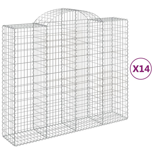 vidaXL Συρματοκιβώτια Τοξωτά 14 τεμ. 200x50x160/180 εκ. Γαλβαν. Ατσάλι