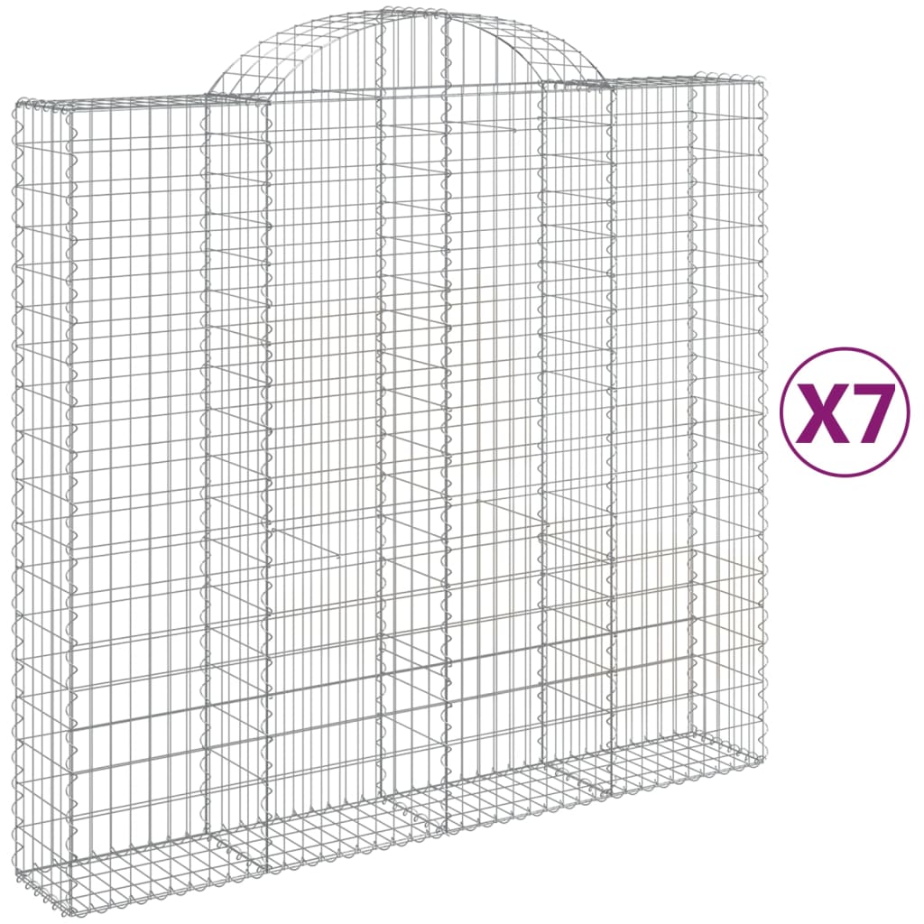 vidaXL Συρματοκιβώτια Τοξωτά 7 τεμ. 200x50x180/200 εκ. Γαλβαν. Ατσάλι