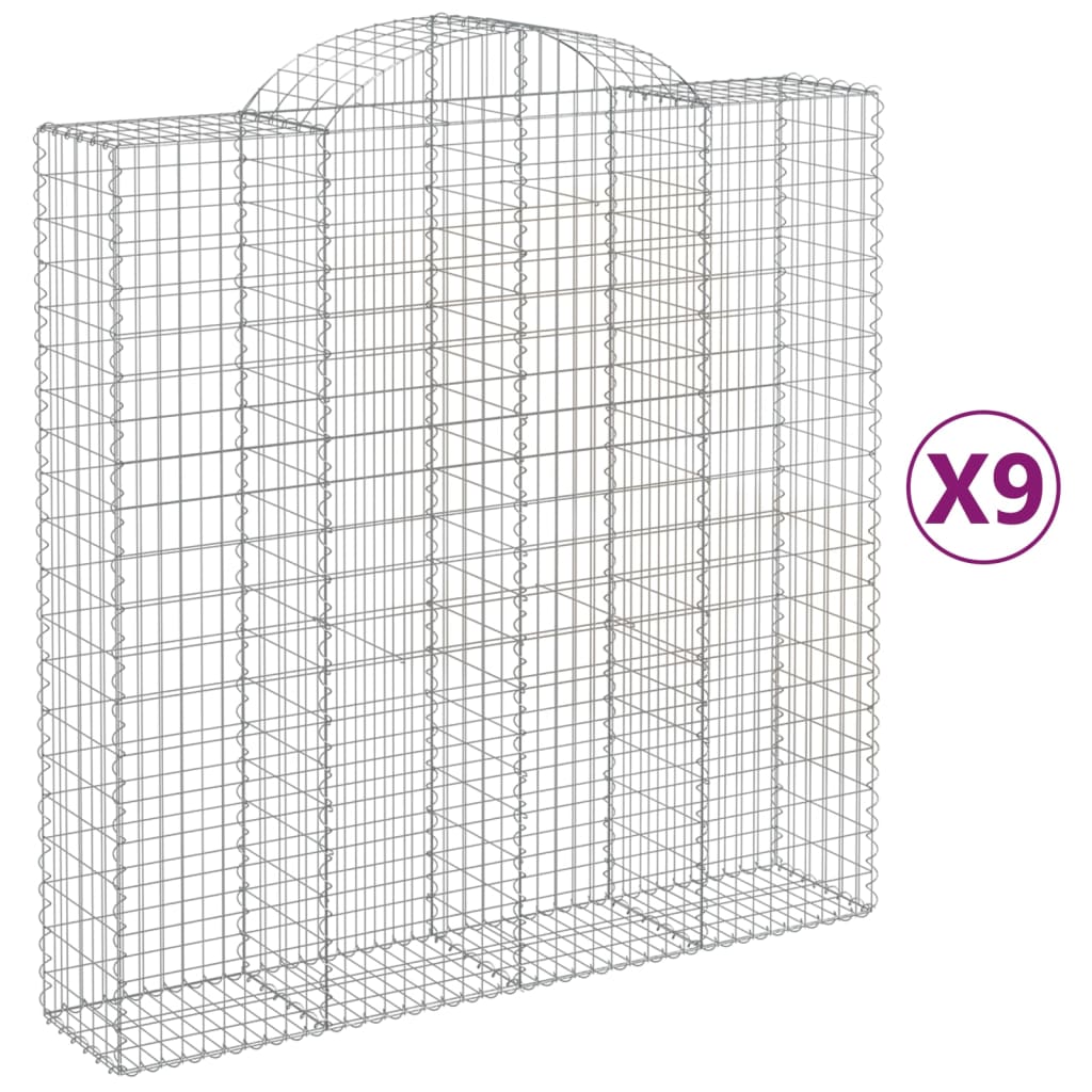 vidaXL Συρματοκιβώτια Τοξωτά 9 τεμ. 200x50x200/220 εκ. Γαλβαν. Ατσάλι