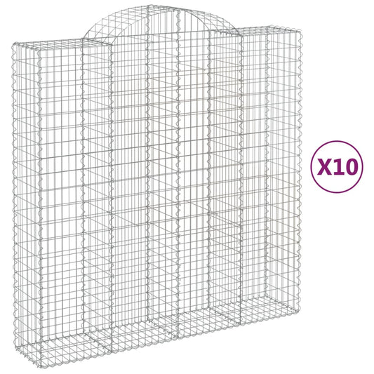 vidaXL Συρματοκιβώτια Τοξωτά 10 τεμ. 200x50x200/220 εκ. Γαλβαν. Ατσάλι