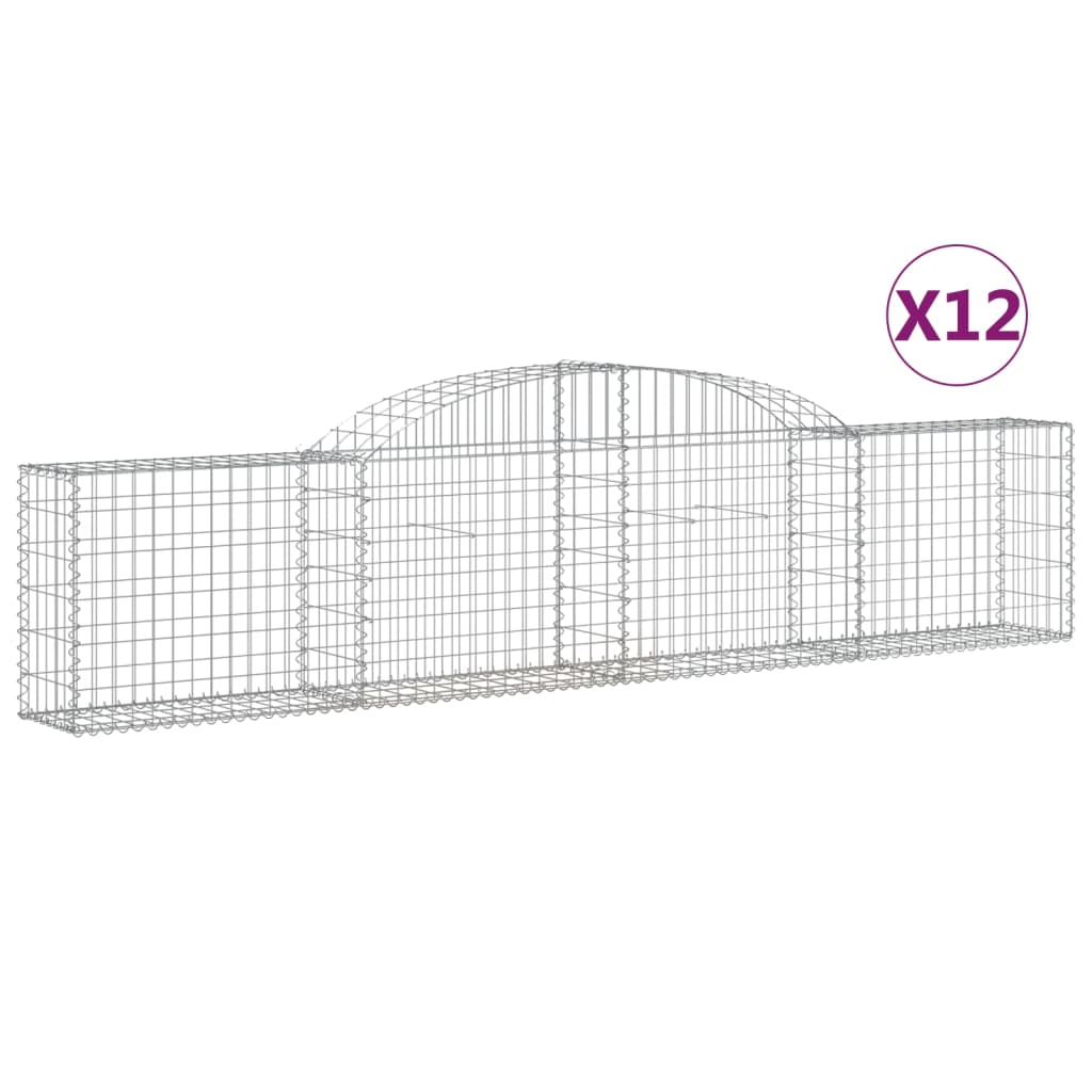 vidaXL Συρματοκιβώτια Τοξωτά 12 τεμ. 300x30x60/80 εκ. Γαλβαν. Ατσάλι
