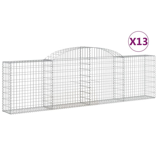 vidaXL Συρματοκιβώτια Τοξωτά 13 τεμ. 300x30x80/100 εκ. Γαλβαν. Ατσάλι