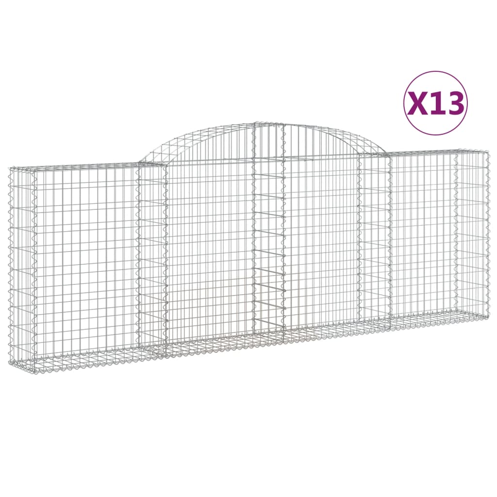 vidaXL Συρματοκιβώτια Τοξωτά 13 τεμ. 300x30x100/120 εκ. Γαλβαν. Ατσάλι