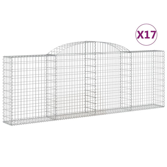 vidaXL Συρματοκιβώτια Τοξωτά 17 τεμ. 300x30x100/120 εκ. Γαλβαν. Ατσάλι
