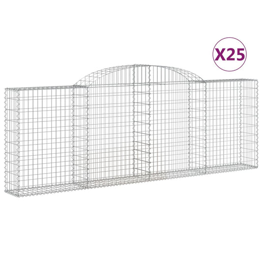 vidaXL Συρματοκιβώτια Τοξωτά 25 τεμ. 300x30x100/120 εκ. Γαλβαν. Ατσάλι