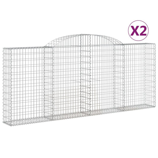 vidaXL Συρματοκιβώτια Τοξωτά 2 τεμ. 300x30x120/140 εκ. Γαλβαν. Ατσάλι
