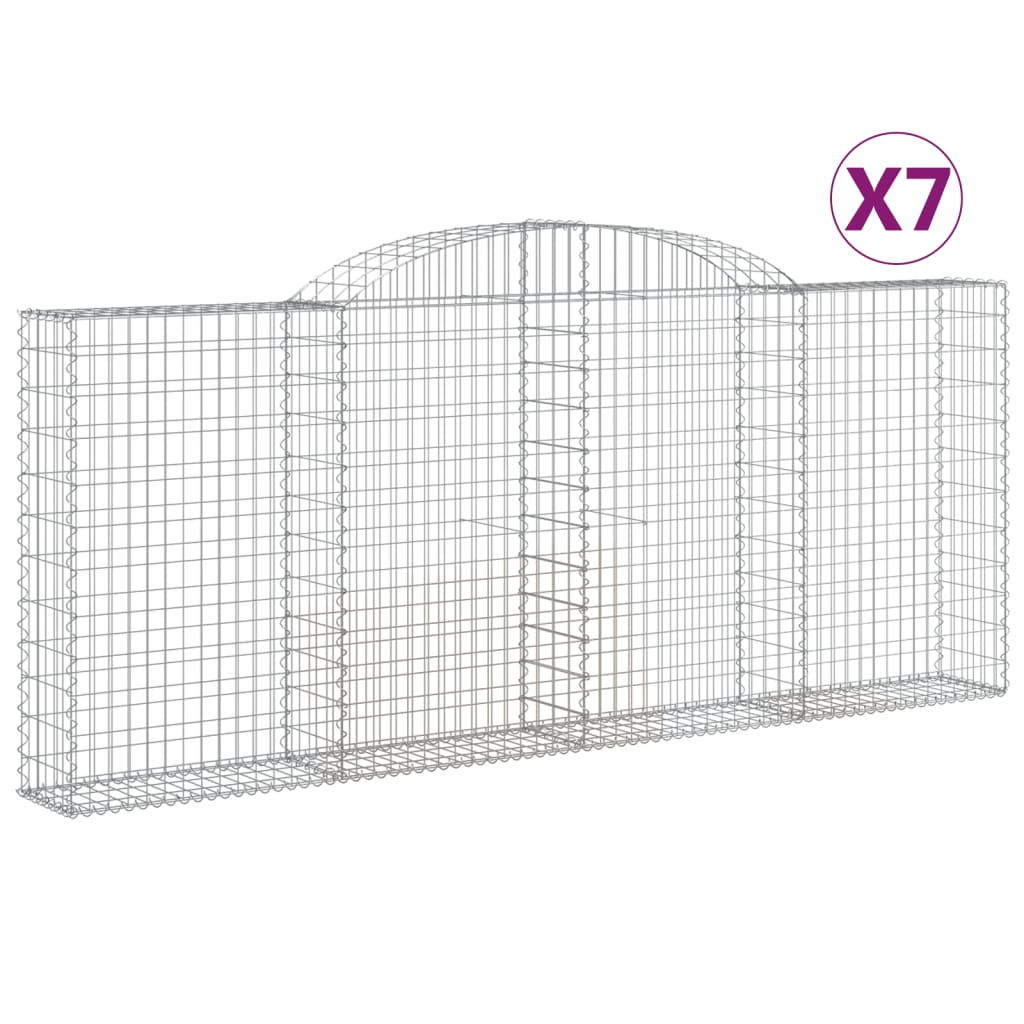 vidaXL Συρματοκιβώτια Τοξωτά 7 τεμ. 300x30x120/140 εκ. Γαλβαν. Ατσάλι