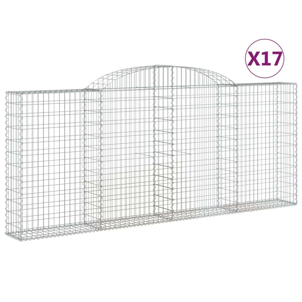vidaXL Συρματοκιβώτια Τοξωτά 17 τεμ. 300x30x120/140 εκ. Γαλβαν. Ατσάλι