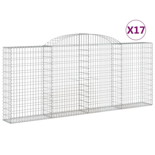 vidaXL Συρματοκιβώτια Τοξωτά 17 τεμ. 300x30x120/140 εκ. Γαλβαν. Ατσάλι