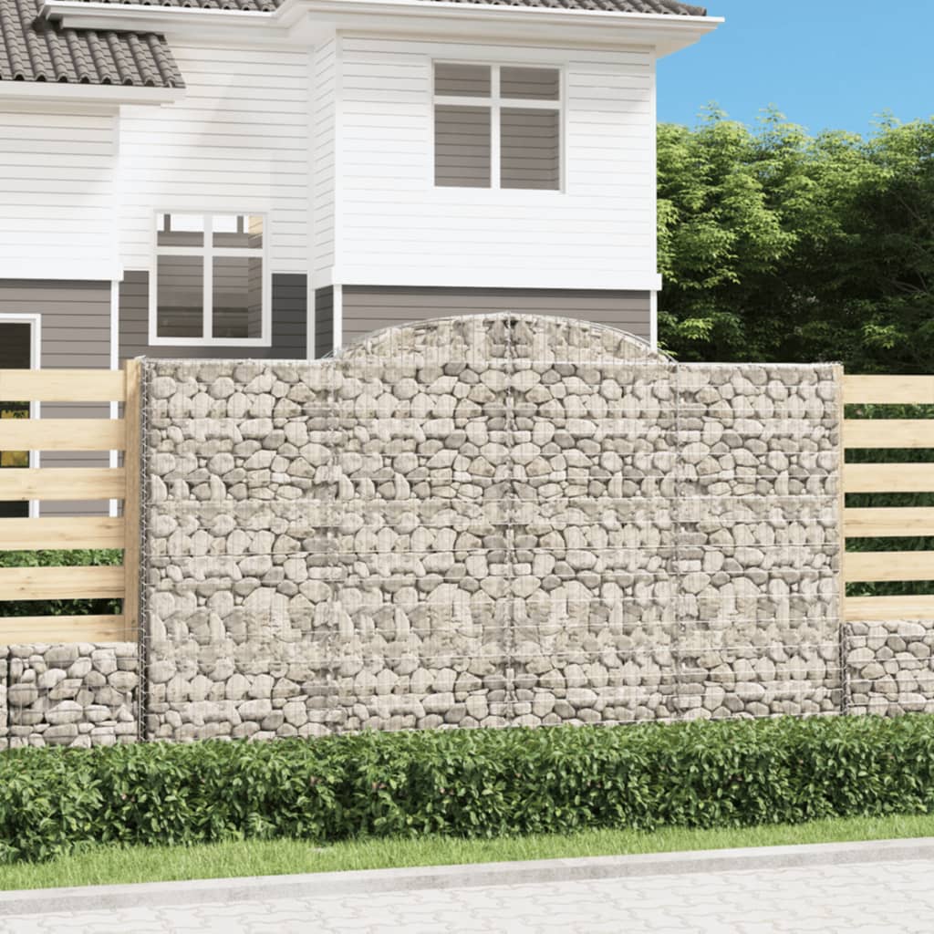 vidaXL Συρματοκιβώτια Τοξωτά 2 τεμ. 300x30x180/200 εκ. Γαλβαν. Ατσάλι