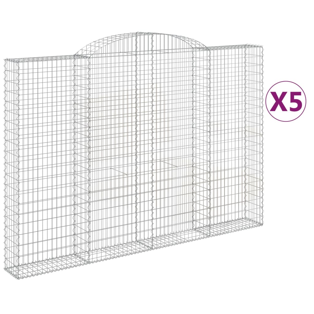 vidaXL Συρματοκιβώτια Τοξωτά 5 τεμ. 300x30x200/220 εκ. Γαλβαν. Ατσάλι