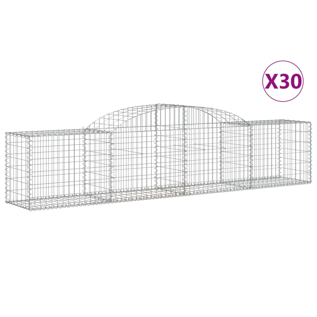 vidaXL Συρματοκιβώτια Τοξωτά 30 τεμ. 300x50x60/80 εκ. Γαλβαν. Ατσάλι