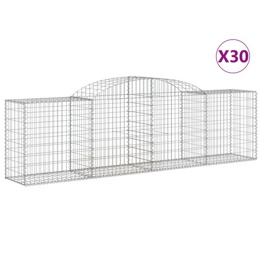 vidaXL Συρματοκιβώτια Τοξωτά 30 τεμ. 300x50x80/100 εκ. Γαλβαν. Ατσάλι