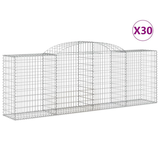 vidaXL Συρματοκιβώτια Τοξωτά 30 τεμ. 300x50x100/120 εκ. Γαλβαν. Ατσάλι