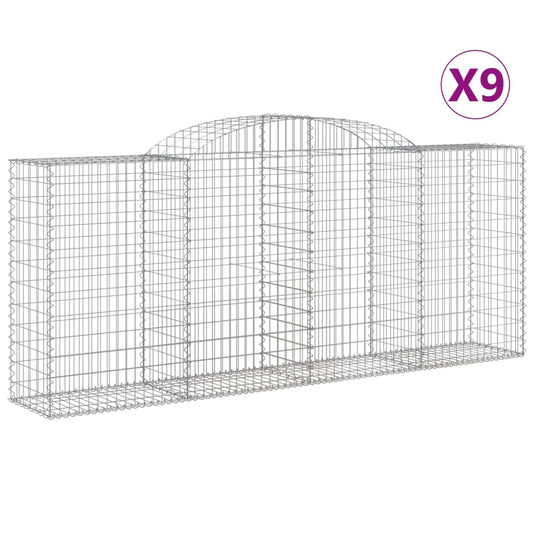 vidaXL Συρματοκιβώτια Τοξωτά 9 τεμ. 300x50x120/140 εκ. Γαλβαν. Ατσάλι