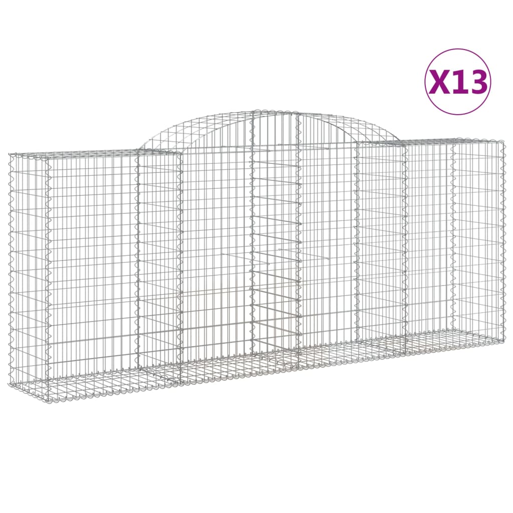 vidaXL Συρματοκιβώτια Τοξωτά 13 τεμ. 300x50x120/140 εκ. Γαλβαν. Ατσάλι