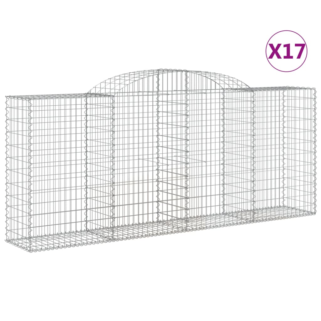 vidaXL Συρματοκιβώτια Τοξωτά 17 τεμ. 300x50x120/120 εκ. Γαλβαν. Ατσάλι