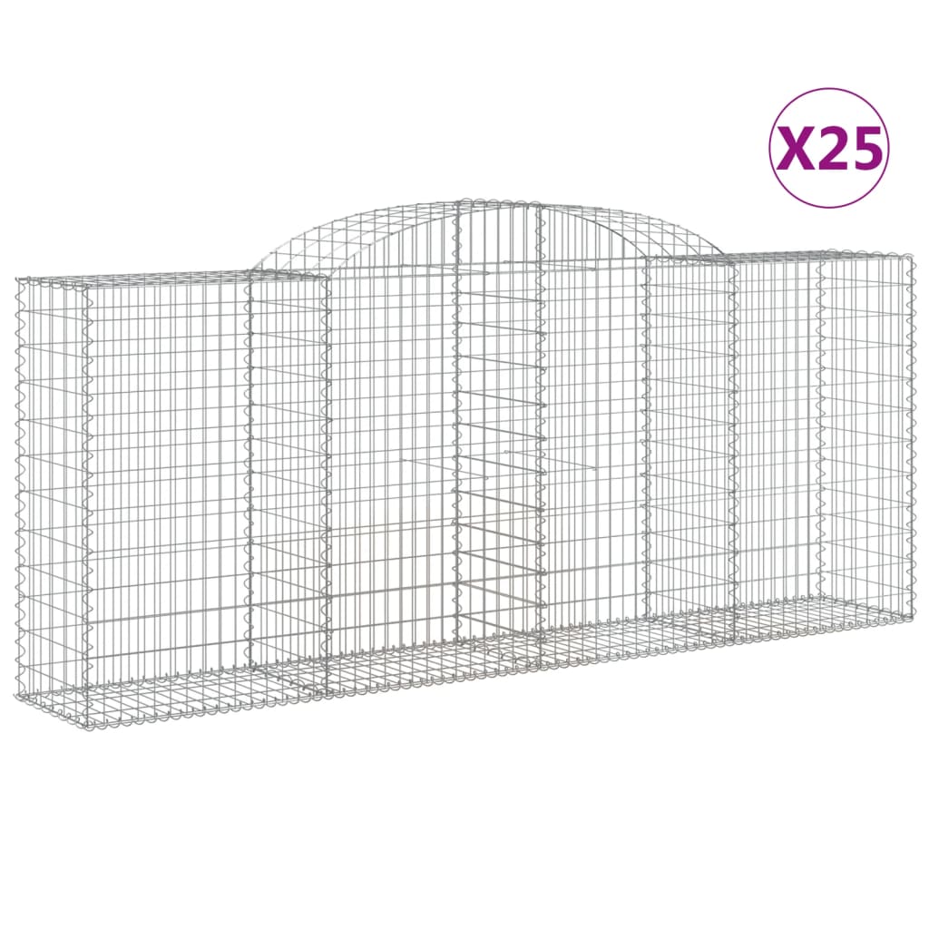 vidaXL Συρματοκιβώτια Τοξωτά 25 τεμ. 300x50x120/140 εκ. Γαλβαν. Ατσάλι
