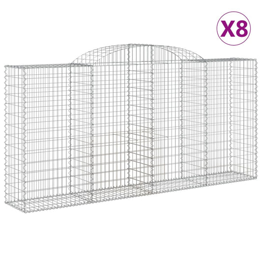 vidaXL Συρματοκιβώτια Τοξωτά 8 τεμ. 300x50x140/160 εκ. Γαλβαν. Ατσάλι