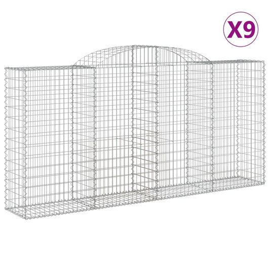 vidaXL Συρματοκιβώτια Τοξωτά 9 τεμ. 300x50x140/160 εκ. Γαλβαν. Ατσάλι