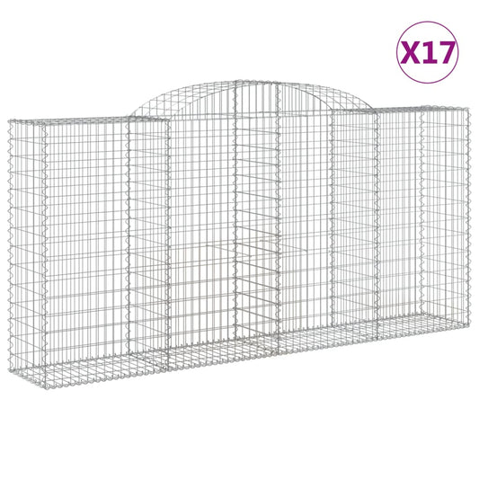 vidaXL Συρματοκιβώτια Τοξωτά 17 τεμ. 300x50x140/160 εκ. Γαλβαν. Ατσάλι