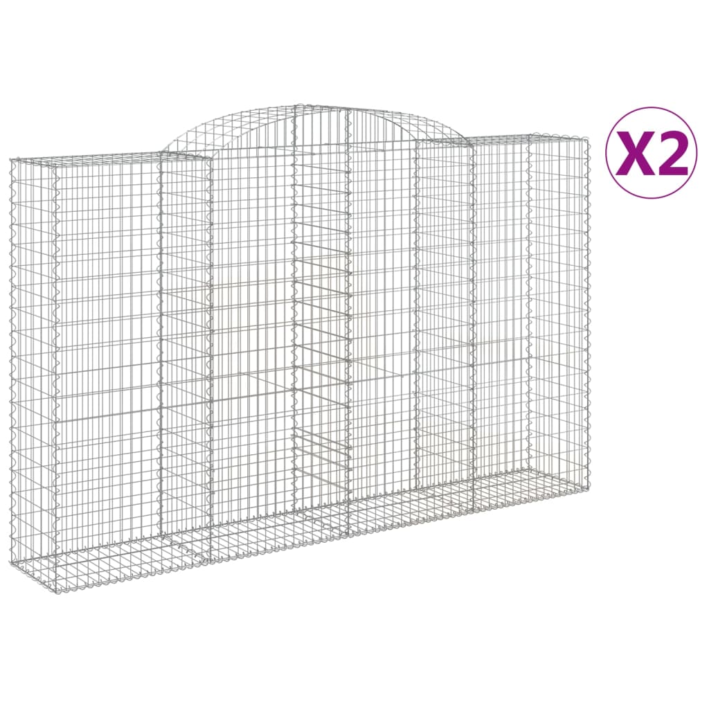 vidaXL Συρματοκιβώτια Τοξωτά 2 τεμ. 300x50x180/200 εκ. Γαλβαν. Ατσάλι