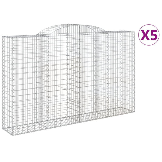 vidaXL Συρματοκιβώτια Τοξωτά 5 τεμ. 300x50x180/200 εκ. Γαλβαν. Ατσάλι