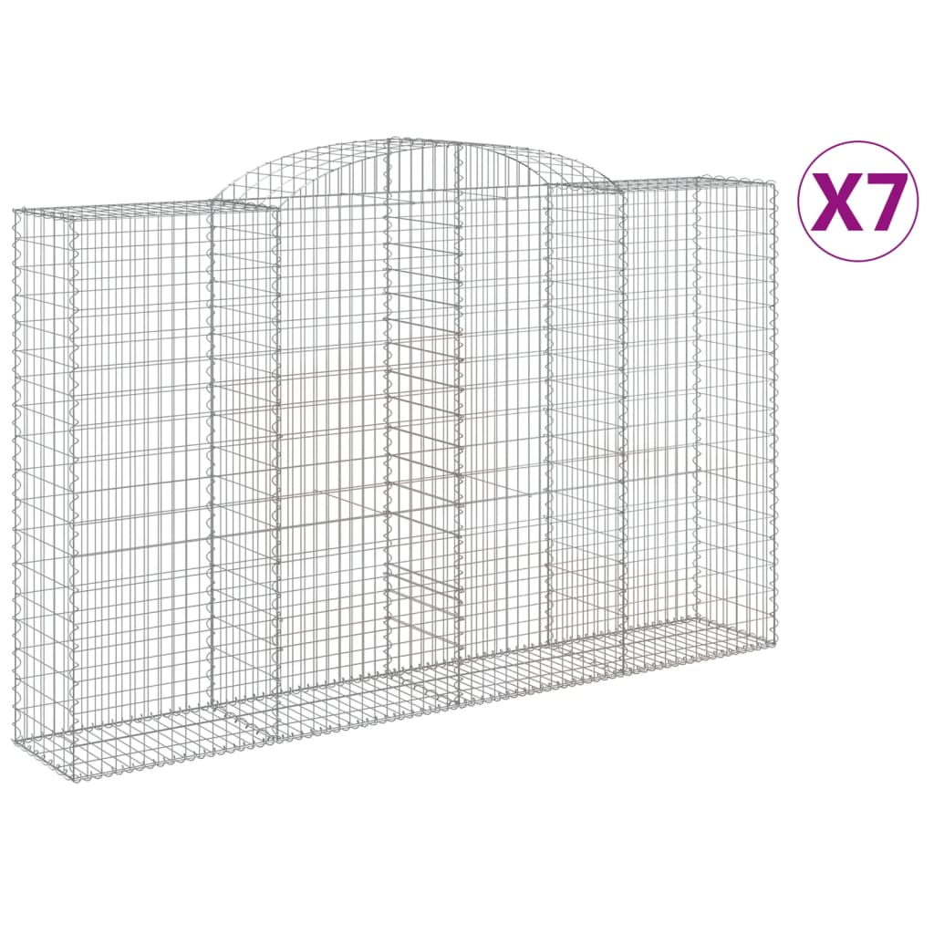 vidaXL Συρματοκιβώτια Τοξωτά 7 τεμ. 300x50x180/200 εκ. Γαλβαν. Ατσάλι
