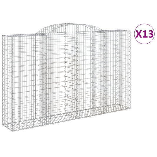 vidaXL Συρματοκιβώτια Τοξωτά 13 τεμ. 300x50x180/200 εκ. Γαλβαν. Ατσάλι