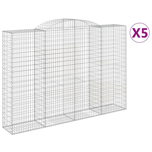 vidaXL Συρματοκιβώτια Τοξωτά 5 τεμ. 300x50x200/220 εκ. Γαλβαν. Ατσάλι