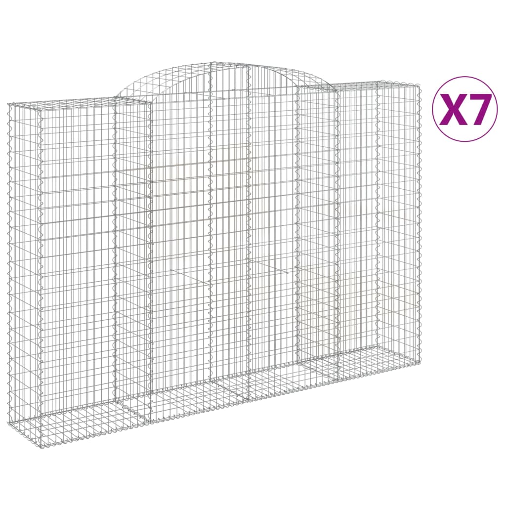 vidaXL Συρματοκιβώτια Τοξωτά 7 τεμ. 300x50x200/220 εκ. Γαλβαν. Ατσάλι