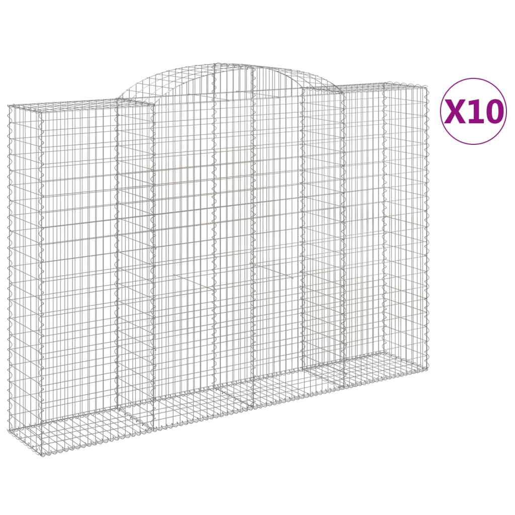 vidaXL Συρματοκιβώτια Τοξωτά 10 τεμ. 300x50x200/220 εκ. Γαλβαν. Ατσάλι