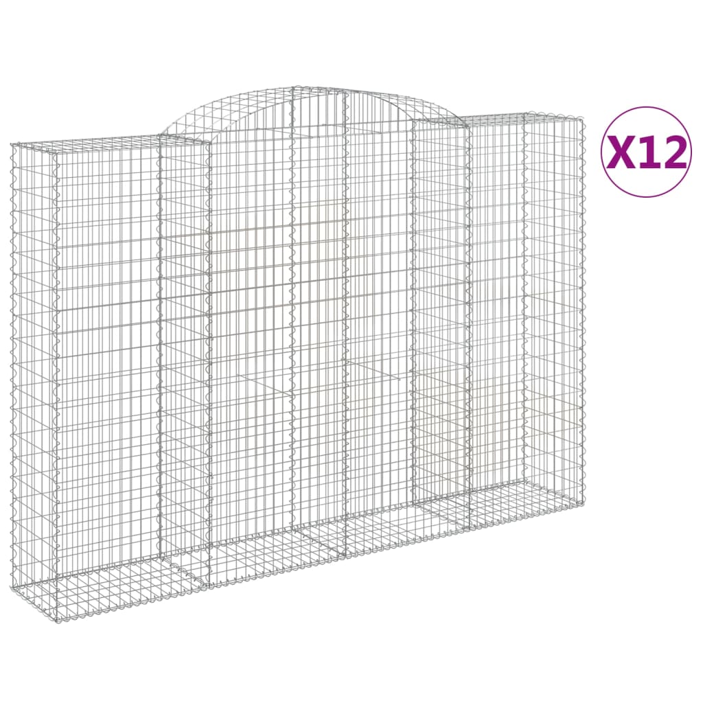 vidaXL Συρματοκιβώτια Τοξωτά 12 τεμ. 300x50x200/220 εκ. Γαλβαν. Ατσάλι
