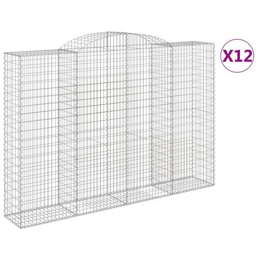 vidaXL Συρματοκιβώτια Τοξωτά 12 τεμ. 300x50x200/220 εκ. Γαλβαν. Ατσάλι