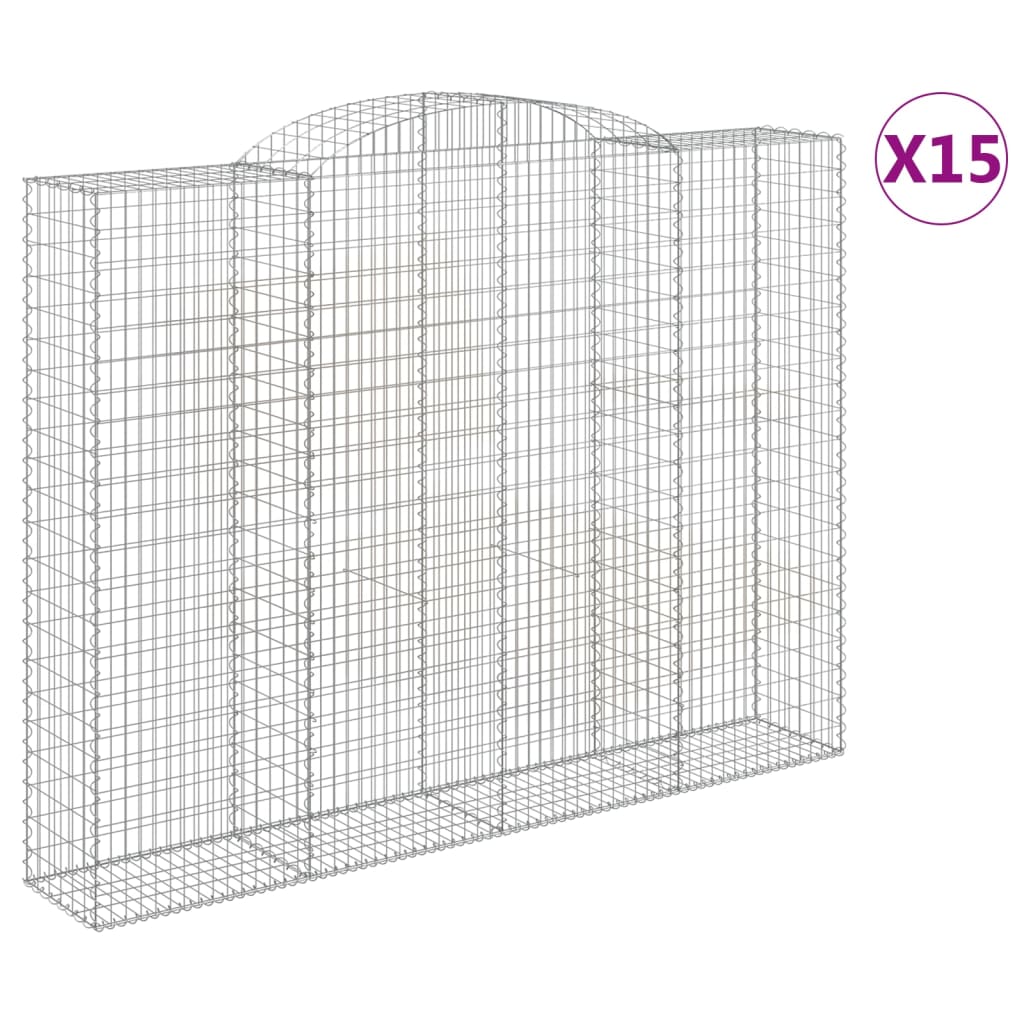 vidaXL Καλάθια Συρματοπλέγματα με Αψίδα 15 τεμ. 300x50x220/240 εκ. από Γαλβανισμένο Σίδηρο