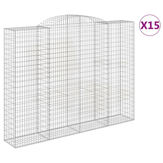 vidaXL Καλάθια Συρματοπλέγματα με Αψίδα 15 τεμ. 300x50x220/240 εκ. από Γαλβανισμένο Σίδηρο