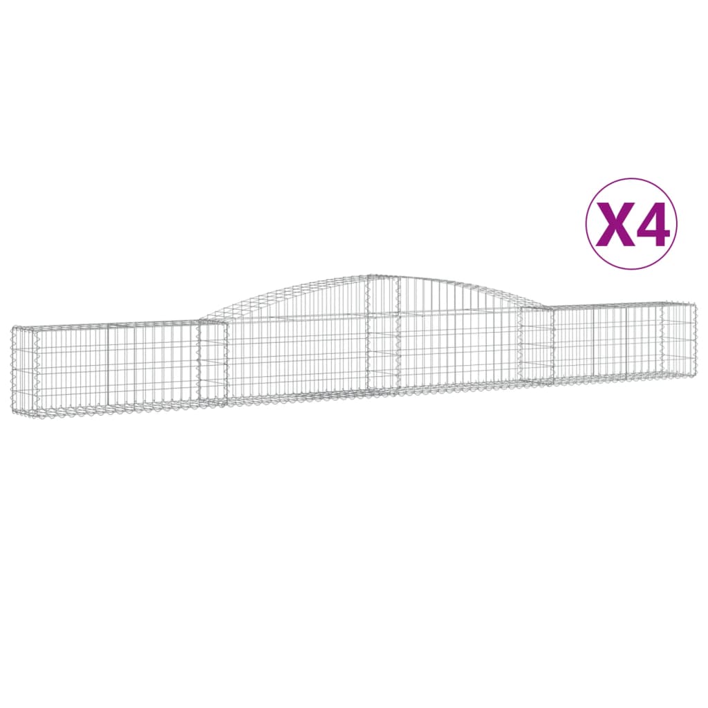 vidaXL Συρματοκιβώτια Τοξωτά 4 τεμ. 400x30x40/60 εκ. Γαλβαν. Ατσάλι