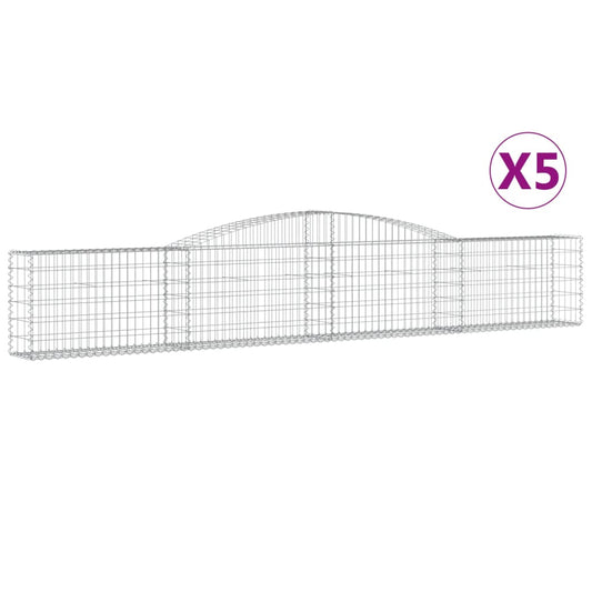 vidaXL Συρματοκιβώτια Τοξωτά 5 τεμ. 400x30x60/80 εκ. Γαλβαν. Ατσάλι