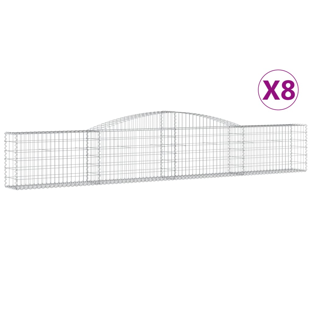 vidaXL Συρματοκιβώτια Τοξωτά 8 τεμ. 400x30x60/80 εκ. Γαλβαν. Ατσάλι