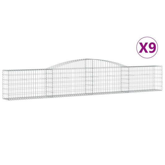 vidaXL Συρματοκιβώτια Τοξωτά 9 τεμ. 400x30x60/80 εκ. Γαλβαν. Ατσάλι