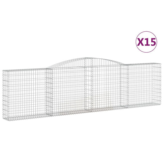 vidaXL Συρματοκιβώτια Τοξωτά 15 τεμ. 400x30x100/120 εκ. Γαλβαν. Ατσάλι