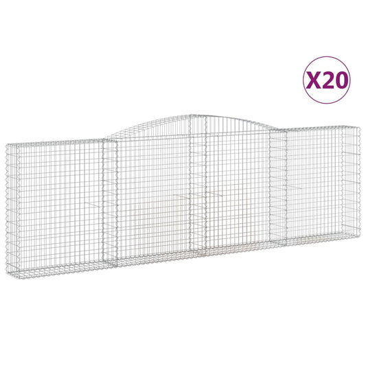 vidaXL Συρματοκιβώτια Τοξωτά 20 τεμ. 400x30x120/140 εκ. Γαλβαν. Ατσάλι