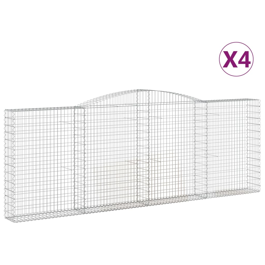 vidaXL Συρματοκιβώτια Τοξωτά 4 τεμ. 400x30x140/160 εκ. Γαλβαν. Ατσάλι
