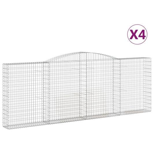 vidaXL Συρματοκιβώτια Τοξωτά 4 τεμ. 400x30x140/160 εκ. Γαλβαν. Ατσάλι