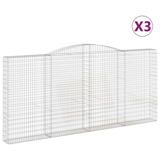 vidaXL Συρματοκιβώτια Τοξωτά 3 τεμ. 400x30x180/200 εκ. Γαλβαν. Ατσάλι