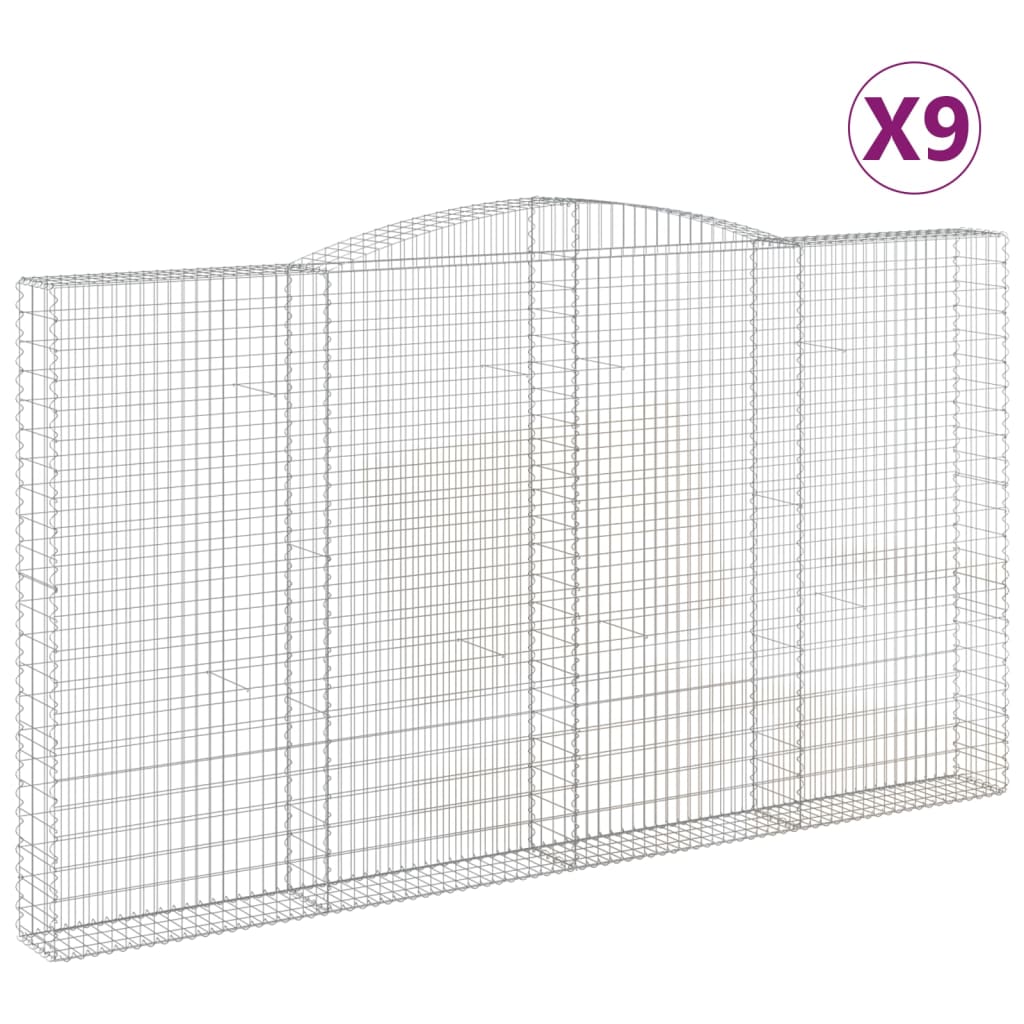 vidaXL Συρματοκιβώτια Τοξωτά 9 τεμ. 400x30x220/240 εκ. Γαλβαν. Ατσάλι